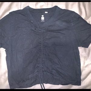 median black ruffled crop top